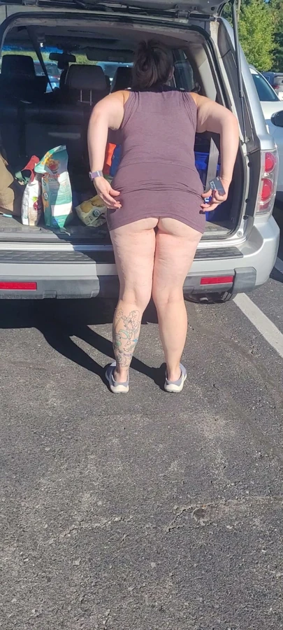 Milf Putting Away Groceries While Flashing People In The Parking Lot
