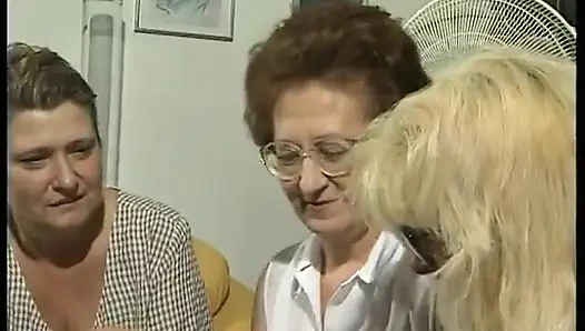 Grannies lick and finger fuck each others hairy pussies after strip poker game