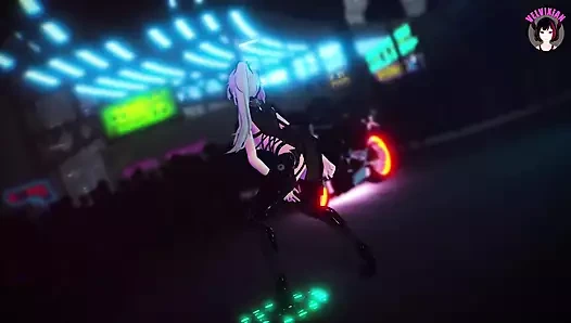 Maskeli seksi dans + kademeli soyunma (3 boyutlu hentai)