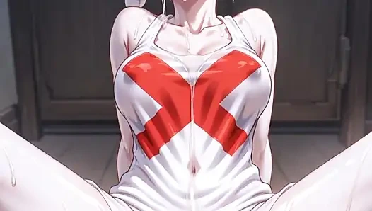 Beyaz hayalet kız mastürbasyon yapıyor ve zevkle salya akıtıyor