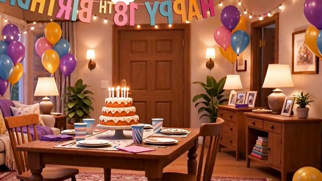 18. yaş gününü ve ilk sikişini kutluyor ( AI üretilmiş )