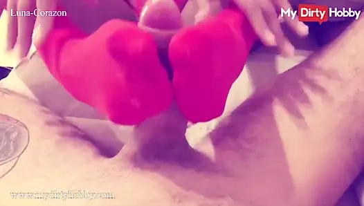 Luna corazon giyer ona kırmızı iç çamaşırı losyonları ona bfs kalın horoz