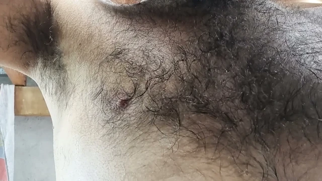 Yaramaz, tüylü ve terli erkeğin terli kıllarına yakın çekim
