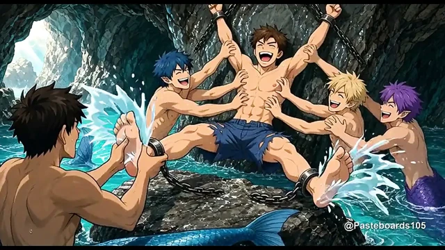 Deniz Adamlarının Mağarası - Deniz Kayasına Zincirlenmiş, Parmak Arası Zarlı Elleri Koltuk Altlarında ve Ayak Tabanlarında (2D Anime)