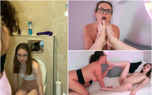 Üvey anne, yüzüne işedikten sonra üvey kızının küçük ayaklarına tapıyor!