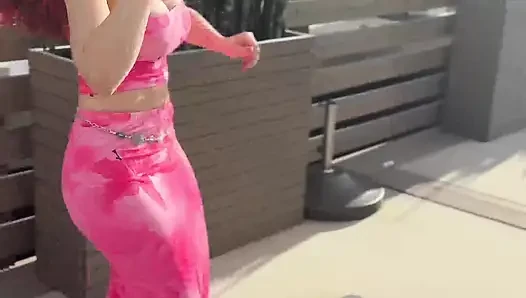 Kızıl saçlı zoey di giacomo sakso çekmeye hazır