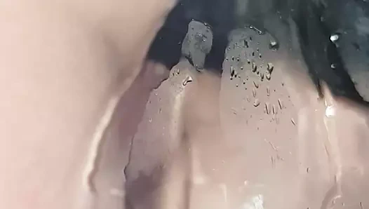 siyah yapay penis içinde duş