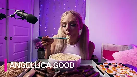 Mukbang ateşli kız yarak transangellerine aç