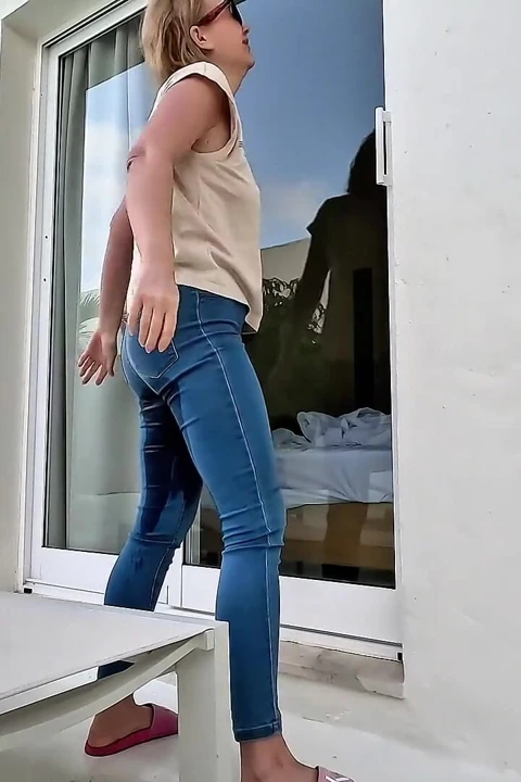 Locked Outside I Couldn't Hold It & Wet My Jeans by the Pool