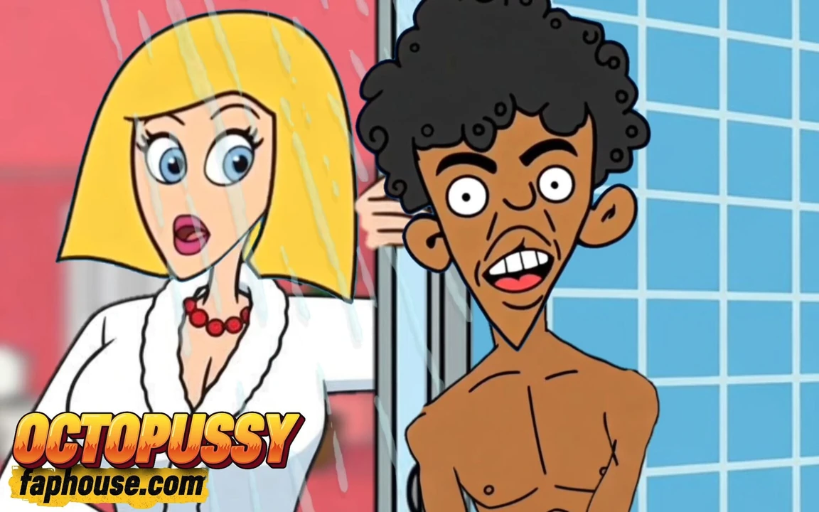 Sekse aç Üvey Anne Duşta Üvey Oğluna Katılıyor. Karikatür