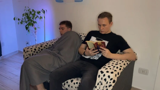 Step Bro Jerks Off in front of Innocent Young Step Brother under the Blanket