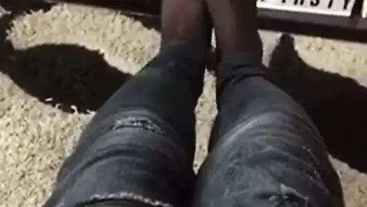 Pantyhose and ripped jeans