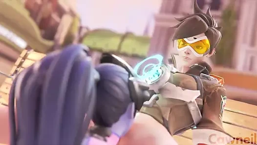 Widowmaker tracer'ın amını yalarken seksi göz teması kuruyor