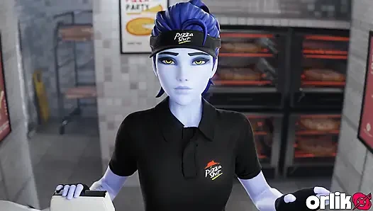 Pizzacı widowmaker büyük zenci yarağı müşterisi ile sikişiyor 3 boyutlu overwatch animasyonu