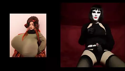 Büyük memeli Kyshari için vuruş ve boşalma