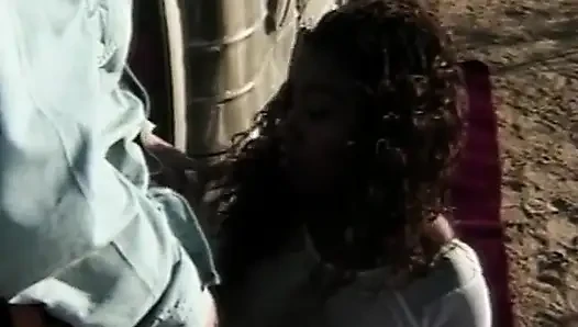 White dick fucking horny ebony bitch