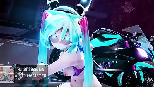 MMD R18 Miku NEON Ninja Cnderella, danse sexuelle Ahegao, MILF veut baiser un gode brutal, patron d’un groupe, hentai 3D