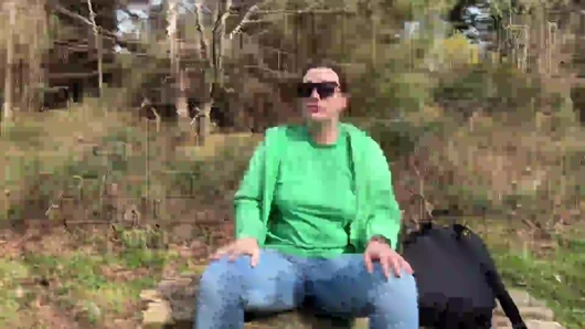 Desperate Outdoor Wetting Jeans on the Public Trail