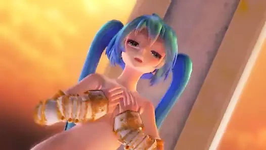 Mmd mavi saç tatlı tatlı memeler şaşkın kedi gösterimleri gv00158