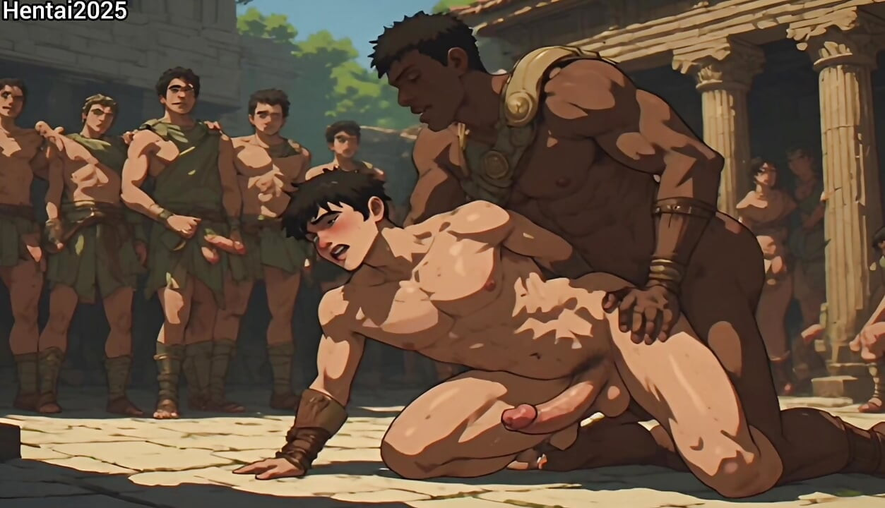 Roma askerinin ırklararası eski Roma anal derleme çizgi film hentai animasyonu, gladyatör, Yunan, Spartalı