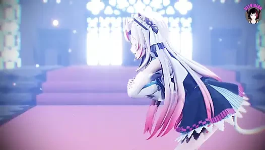 Ayame Hyakki - sevimli kedi kız seksi dans ediyor ve kademeli olarak soyunuyor