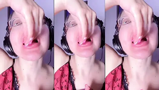 Asmr diş şekeri yeme - asmr, göz gözlüğü, gianess, ruj, büyük dudaklar, mough, yemek, yüz fetişi, uzun tırnaklar