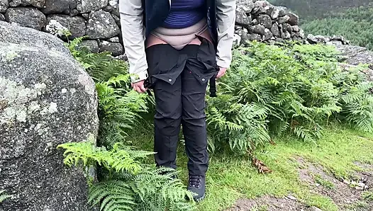 Girl can't gold her pee and pissing again outdoor, compilation