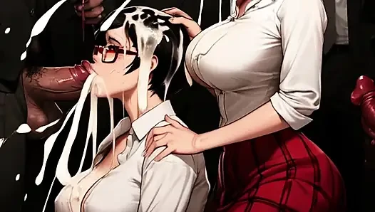 Seksi üniformalı üniversiteli kızlar