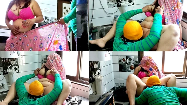 Koca mutfakta tombul karısının amını yalıyor