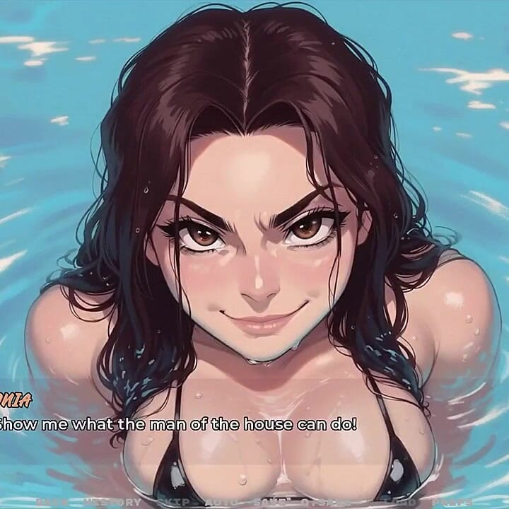 Yeni Kız Arkadaşım [ Tabu Hentai Oyunu ] Bölüm 52 Komşumun Kayınvalidemin Önünde Havuzda Masaj Yapıyorum!