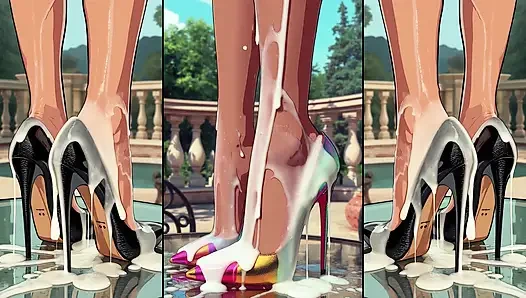 Yüksek topuklu ayakkabılar alle sitelerinden boşalıyor ateşli anime kızları tarafından yalanacak