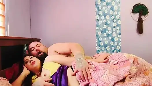 My stepfather and I fuck really hard and wildly until he cums inside me.