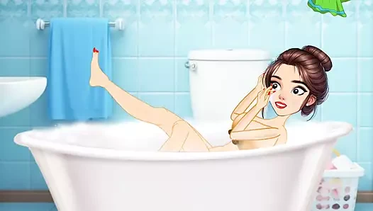 Karısını duşta sikiyor, kızın amına büyük yarak sokuyor.