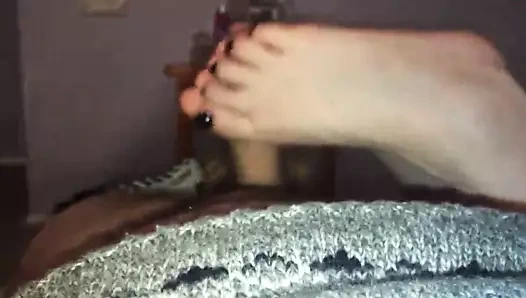 siyah cila ile hızlı footjob