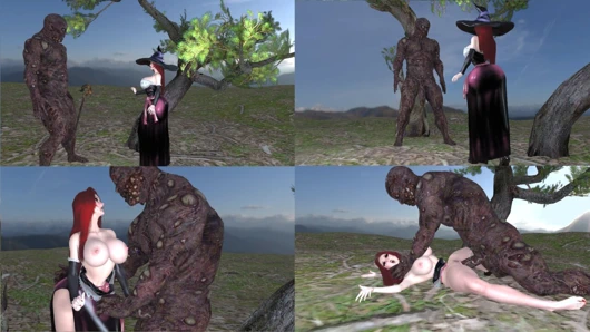 Büyük memeli seksi cadı canavar bir yarakla sikiliyor