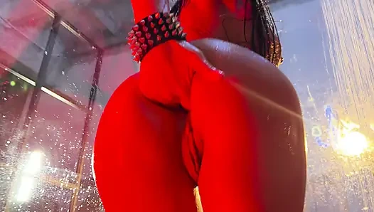 Rock yıldızı Monika Fox duşta büyük dildolarla çifte penetrasyonlu ve göt güllü deliklerini sikiyor