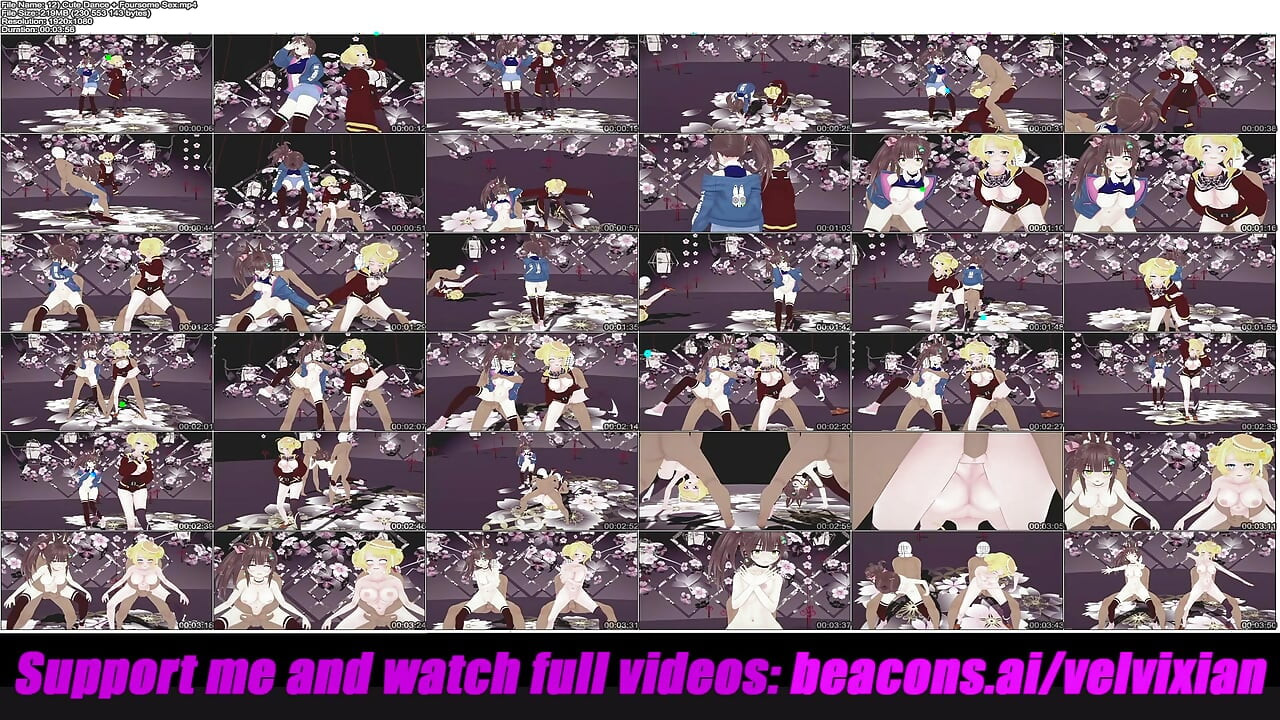 Cute Dance + Foursome Sex (3D HENTAI)