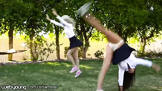 Elsa jean ve karlee grey skip okul için yemek kedi