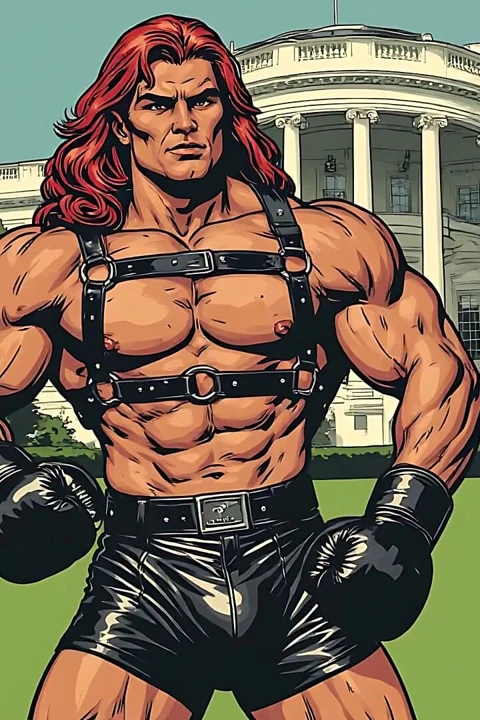 Beyaz Saray çim dövüşçüsü bulge çizgi roman sanatı