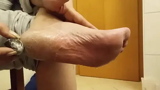 Kaygan tabanlar yakın çekim - tamamen seksi ve saf!