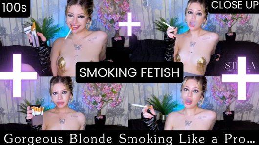 A gorgeous blonde who smokes 100s like a pro you're going to fall in love with her smile