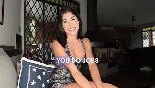 İri göğüslü Brezilyalı genç kızın ilk oyuncu seçmeleri: gırtlağına kadar sakso ve ateşli göt dilleme eylemi!