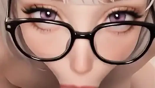 Beyaz saçlı asosyal yapay zekalı kız harika bir meme sikişi, yakın çekim sakso, misyoner pozisyonu ve ağzına boşalma