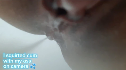Huge load of sperm dripping from ass to pussy.