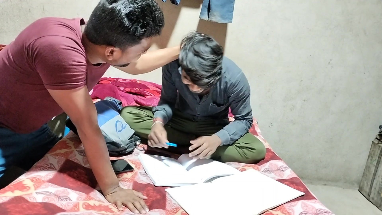 Indian Desi Village Younger College Student and Young Masterji