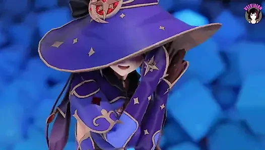 Genshin impact - kalın mona - seksi külotlu çorapla dans ediyor (3 boyutlu hentai)