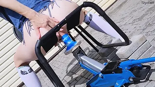 Insertion Fetishes. Car Jack Mounted Dildo Slowly Goes Into TIny Stepsister's Pussy