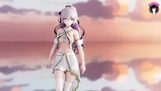 Seksi genç kız - beyaz çoraplı pürüzsüz dans (3 boyutlu hentai)