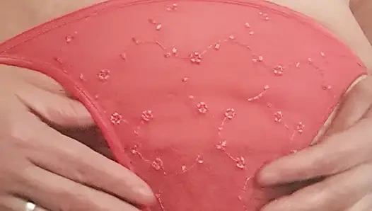 in red panties, spanking and putting the panties in her pussy