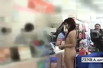 Extreme Japanese public nudity shopping spree with subtitles